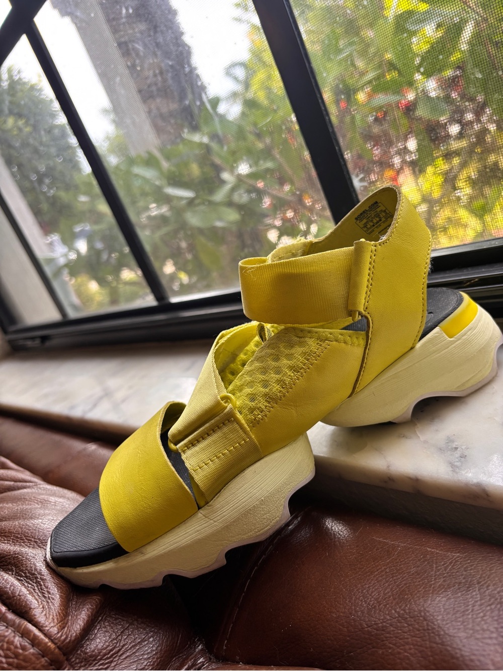 Sorel Yellow Platform Sport Sandal with Ankle Strap